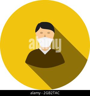 Medical Face Mask Icon. Flat Circle Stencil Design With Long Shadow. Vector Illustration. Stock Vector