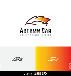 Autumn Car Fall Leaf Automotive Race Workshop Repair Logo Stock Vector
