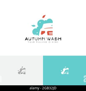 Autumn Fall Car Wash Clean Care Logo Stock Vector