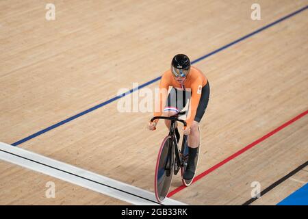 Tokyo, Japan. 02nd Aug, 2021. TOKYO, JAPAN - AUGUST 2: Shanne Braspennincx of the Netherlands competing on Women's Team Sprint Qualifying during the Tokyo 2020 Olympic Games at the Izu Velodrome on August 2, 2021 in Tokyo, Japan (Photo by Yannick Verhoeven/Orange Pictures) NOCNSF Credit: Orange Pics BV/Alamy Live News Stock Photo