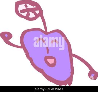 This is a illustration of Cute apple scribble drawn by a child Stock Vector