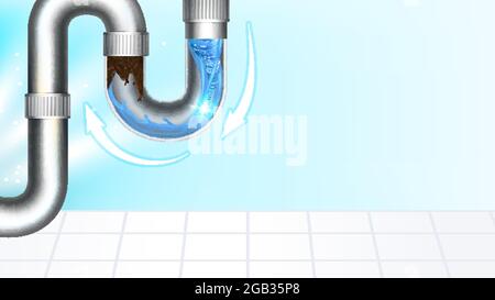 Pipeline Siphon Clogged Trouble Copy Space Vector Stock Vector