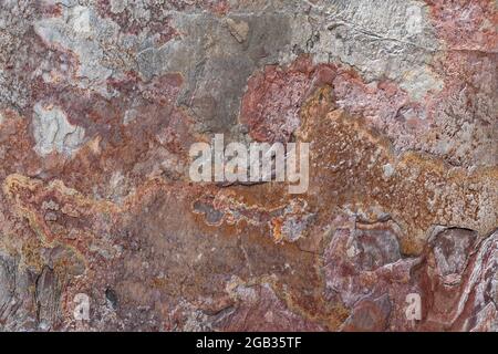 Texture of the brown wall. Grunge stone backdrop, abstract background, granite textures, old tile, decay, natural pattern, dirty wallpaper. Rusty surf Stock Photo