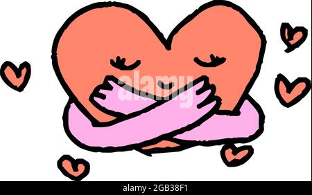 This is a illustration of Cute cheerful heart human graffiti drawn by a child Stock Vector