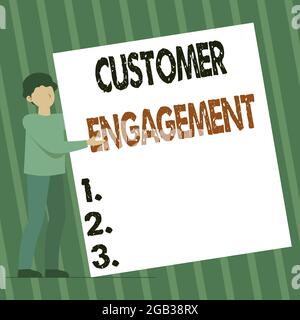 Conceptual display Customer Engagement. Word Written on the emotional connection between a customer and a brand Man Standing Drawing Holding Stock Photo