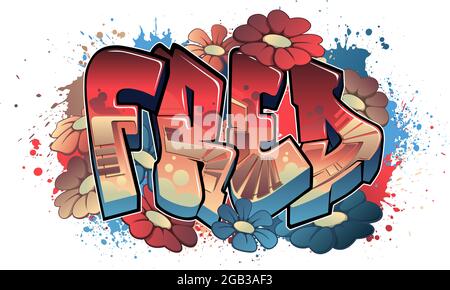 Graffiti styled Name Design - Fred    Cool legible graffiti art Stock Photo