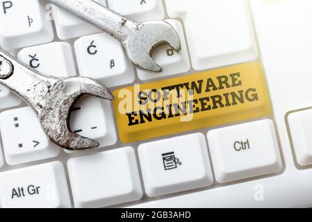 Text caption presenting Software Engineering. Word Written on apply engineering to the development of software Creating New Typing Game Concept Stock Photo