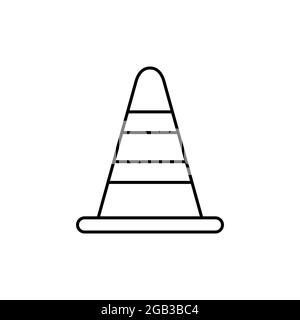 Traffic cone line icon. Work safety symbol. Road cone sign. Pylon marker construction industry. Tool for visibility and safety for the workers. Vector Stock Vector