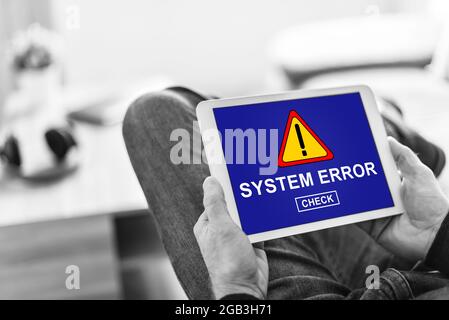 Tablet screen displaying a system error concept Stock Photo