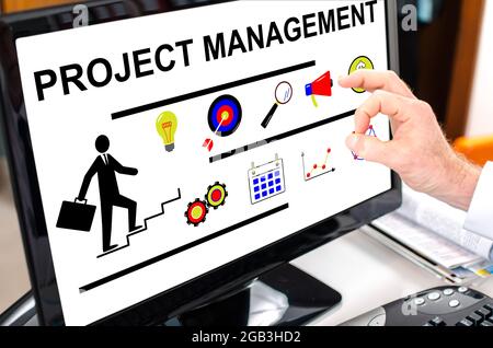 Project management concept shown on a computer screen Stock Photo