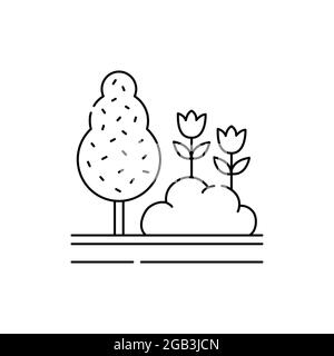 Landscaping olor line icon. Garden service. Stock Vector