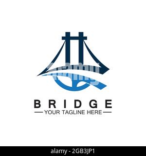 Bridge logo vector icon illustration design template Stock Vector