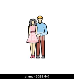 Friends olor line icon. Different stages person's life. Pictogram for web page, mobile app, promo. UI UX GUI design element. Editable stroke. Stock Vector