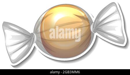 Wrapped sweet candy sticker on white background illustration Stock Vector
