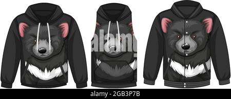 Set of different jackets with black bear template illustration Stock Vector