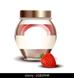 Strawberry Sweet Jam In Blank Glass Bottle Vector Stock Vector