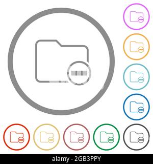 Remove directory flat color icons in round outlines on white background Stock Vector