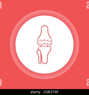 Osteoarthritis color button icon. Knee bones injury. Isolated vector element. Stock Vector