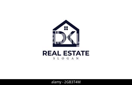 Alphabet DK or KD Real Estate Monogram Vector Logo Design, Letter D and K House Icon Template Stock Vector