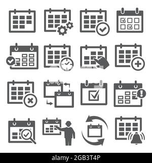 Calendar icons set on white background Stock Vector