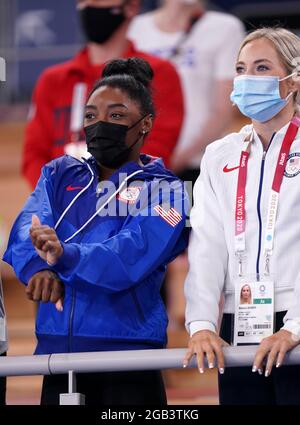 USA's Simone Biles Celebrates With Her Gold Medal After Winning The ...