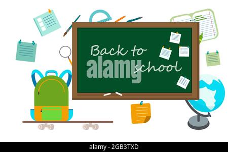 chalkboard and supplies back to school Stock Vector