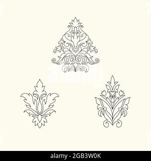 Decorative damask vector designs for wallpaper, textile , surface, fashion , background,tile, stationary, home decor, furnishing etc. Stock Vector