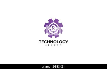 Alphabet R Technology Monogram Vector Logo Design, Letter R Technology Icon Template Stock Vector