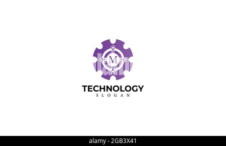 Alphabet M Technology Monogram Vector Logo Design, Letter M Technology Icon Template Stock Vector