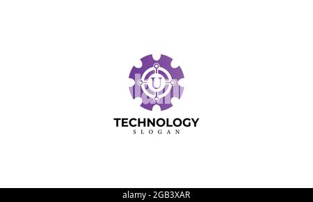 Alphabet U Technology Monogram Vector Logo Design, Letter U Technology Icon Template Stock Vector