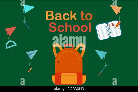 Back to school with school items and elements. Stock Vector
