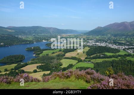 Beautiful Lake District view in Cumbria, England. Shows the depth of mountains and lakes. Stock Photo