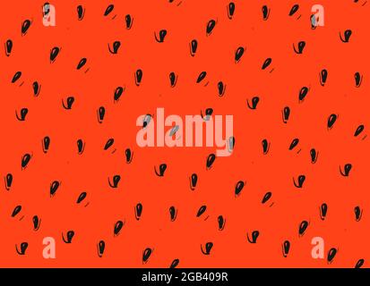 Hand drawn vector abstract stock flat graphic illustration seamless pattern with freehand textured red watermelon berry seeds isolated on red Stock Vector