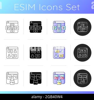 Launching online services icons set Stock Vector