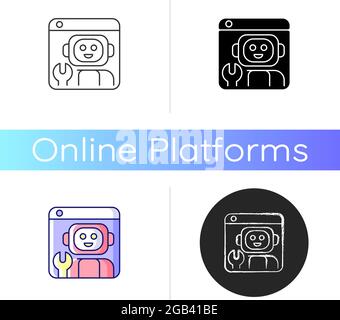 programming robot icon, black vector sign with editable strokes ...