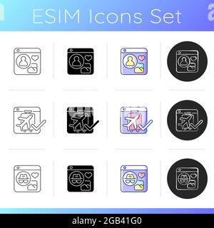 Digital services icons set Stock Vector