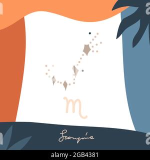 Hand drawn vector abstract stock graphic simple astrology celestial illustration card art with modern collage artistic boho contemporary print Stock Vector