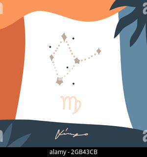 Hand drawn vector abstract stock graphic simple astrology celestial illustration card art with modern collage artistic boho contemporary print Stock Vector