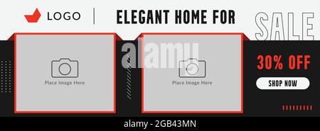 Modern Real state Home sale facebook cover page timeline web ad banner template Stock Vector