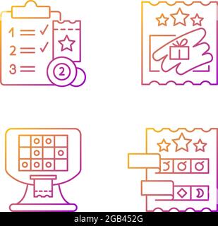 Lottery conduction gradient linear vector icons set Stock Vector