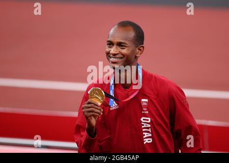 BARSHIM Mutaz Essa (QAT), Gold medal AUGUST 2, 2021 - Athletics : Men's High Jump medal ceremony during the Tokyo 2020 Olympic Games at the National Stadium in Tokyo, Japan. Credit: Yohei Osada/AFLO SPORT/Alamy Live News Stock Photo