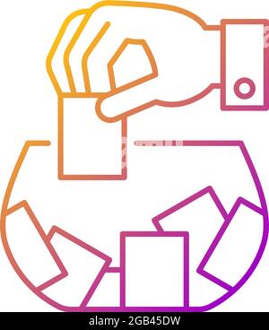 Raffle gradient linear vector icon. Gambling competition. Choosing random numbered ticket. Prize giveaway. Thin line color symbols. Modern style picto Stock Vector