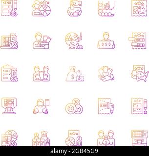 Lottery types gradient linear vector icons set Stock Vector