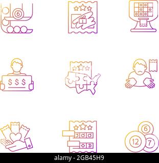 Lottery games types gradient linear vector icons set Stock Vector