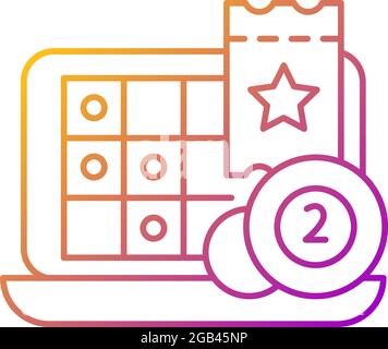 iLottery gradient linear vector icon. Online gaming websites. Playing lottery from computer. Electronic tickets. Thin line color symbols. Modern style Stock Vector