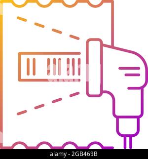Lottery ticket scanner gradient linear vector icon. Scanning draw results on ticket. Checking winning numbers. Thin line color symbols. Modern style p Stock Vector