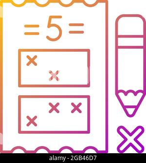 Five digit lottery game gradient linear vector icon. Choosing five numbers for combination. Fixed prize structure. Thin line color symbols. Modern sty Stock Vector