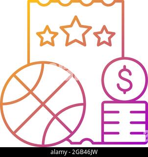 Sports lottery gradient linear vector icon. Making stakes on sporting event outcome. Bet on basketball. Sports betting. Thin line color symbols. Moder Stock Vector