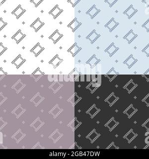 set of seamless patterns with Part of old 35 mm photo film. Ornament for decoration and printing on fabric. Design element. Vector Stock Vector