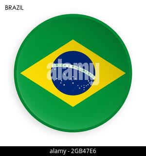 Republic of Brazil flag icon in modern neomorphism style. Button for mobile application or web. Vector on white background Stock Vector